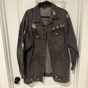 Fashionova Distressed Black Denim Jacket